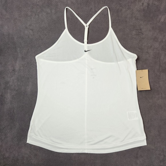 Nike Dri-FIT Tank Top Women Large White One Elastika Racerback Train Lightweight - Picture 1 of 13